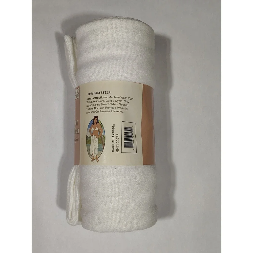 Blue Star Clothing Company White Loop Terry Towel Wrap One Size Fits Most Spa
